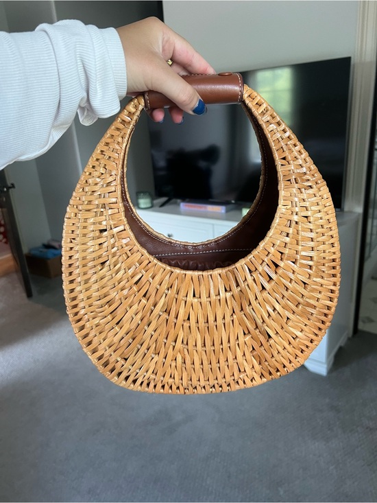 STAUD Handbags - STAUD Rattan Half Moon Bag